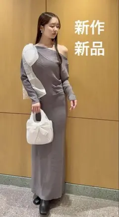 新作新品タグ付き　スナイデル♡ ショルダーリボンニットワンピース
