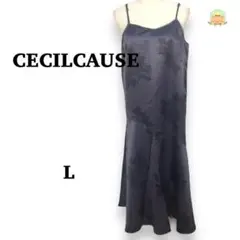 CECILCAUSE 花柄キャミワンピース L グレー ロングフレア フェミニン