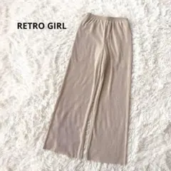 レトロガール プリーツワイドパンツ ウエストゴム ストレッチ F ベージュ