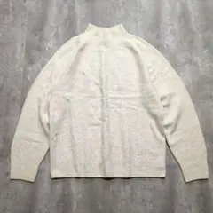 美品 UNIQLO メンズ ニット L ホワイトベージュ モックネック セーター