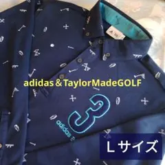 adidasアディダス Lサイズ ゴルフ等スポーツウェア 総柄ボタンダウンポロ