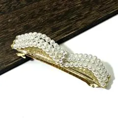 ヴィンテージ　バレッタ　パールデザイン　ビジュー