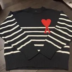 アミパリス　ストライプ ハート刺繍 セーター