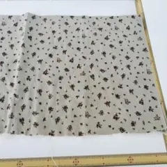 F ６０×６０ぐらい　細コーデュロイ　グレー　黄灰色 小花柄 綿生地