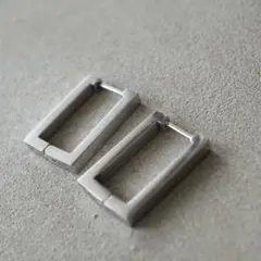 スクエアフープピアス ワンタッチ キャッチレス シンプル ステンレスユニセックス