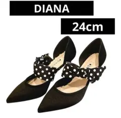 ✨新品未使用✨DIANA サイドオープンパンプス　ヒール　黒　24cm