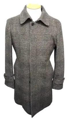 最終値下　TAKEO　KIKUCHI　グレー系　チェック柄　チェスターコート