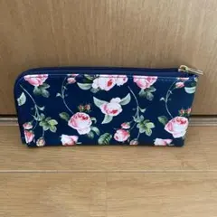 花柄ネイビー長財布