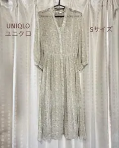 ユニクロ joy of print シフォンプリーツワンピース（七分袖）