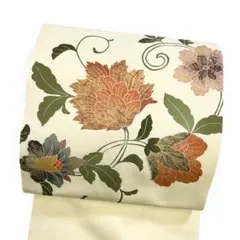 名古屋帯　金彩　塩瀬　唐花文様　花模様　グリーンカラー　着物　081b 名古屋帯 金彩 塩瀬 唐花文様 花模様 グリーンカラー 着物 081b - メルカリ