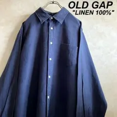 00's オールドギャップ リネン100%シャツ ネイビー XLのサムネイル