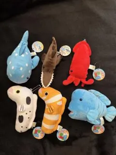 【新品•未使用】あるまど 海の生き物 マスコットキーホルダー　6点