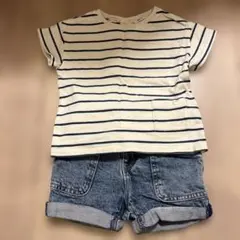 ZARA ストライプTシャツ & GAP デニムショートパンツ