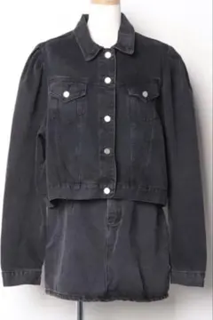美品 セットアップ デニムジャケット ミニスカート 黒 L Gジャン