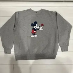 【Disney】ディズニー ミッキーマウス スウェット トレーナーグレー 裏起毛