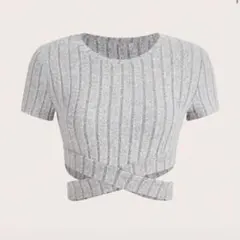 ニット カットアウトウエスト　グレー