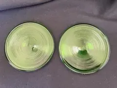 ◇昭和レトロ プレスガラス 小さいコースター 2枚セット 茶托 小皿B