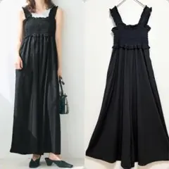 ☆美品☆ Coca シャーリングオールインワン M ブラック　ブラック　M