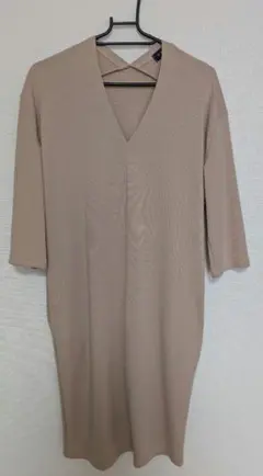 MARTHA ベージュ 半袖ワンピース L