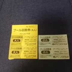 大特価！！早いもの勝ち！グリーンピア大沼 プール回数券 大人用2枚 小人用2枚のサムネイル