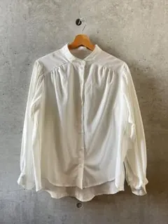 ホワイト ボタンアップ 長袖シャツ ブラウス