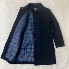 【極美品】現行 モンベル トラベルコート ウール 中綿 洗える ネイビーS