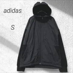 アディダス adidas☆ナイロンパーカー トレーニングウェア 黒 ブラック