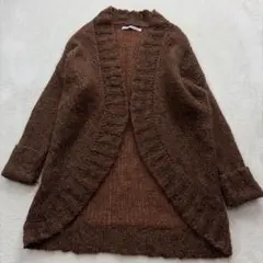 pas de calais パドカレ　モヘヤニットカーディガン ブラウン