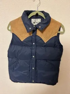 WOOLRICH ダウンベスト ネイビー　ヴィンテージ　美品 70s Woolrichウールリッチ レザーヨーク切り替え ダウンベスト L