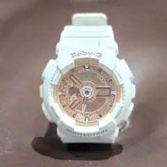 ​【美品】Baby-G BA-110 ホワイト×ピンクゴールド アナデジ