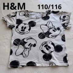 H&M ディズニー ミッキー ミニー 総柄 半袖　Tシャツ110/116のサムネイル