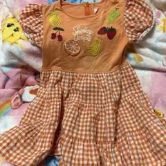Shirley Temple フルーツ刺繍 ギンガムチェック 半袖ワンピースのサムネイル