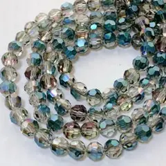 bk729/SALE！ガラスビーズ◇多面カット　オーロラ系　2連