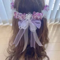 ラプンツェルハーフアップ髪飾り♡♡紫 挟むタイプ