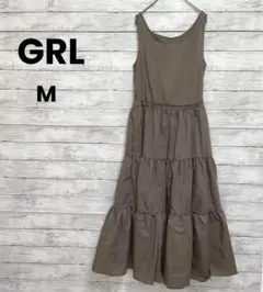 【GRL】グレイル　ノースリーブワンピース（M）ロング　切替　ギャザー　紐付き