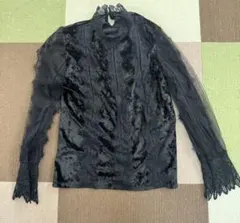 ブラック　トップス　ベロア　シースルー