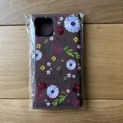 iPhone 14 Pro 手帳型ケース 花柄刺繍