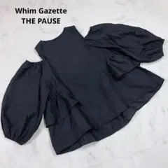 Whim Gazette THE PAUSE ランダムジャガードパフブラウス 黒 THE PAUSE】ランダムジャガードパフブラウス | Whim Gazette(ウィム