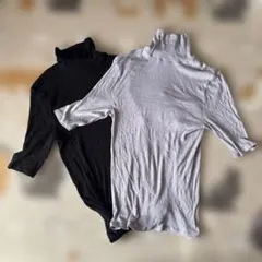 GU スタイルヒートリブタートルネック5分袖Lサイズ 2枚セット