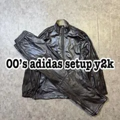 00s adidasセットアップ y2kレザー調 コーティングトラックジャケット