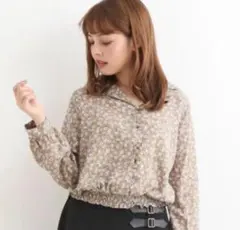 MAJESTIC LEGON ミニフラワー開襟ブラウス 花柄 ベージュ