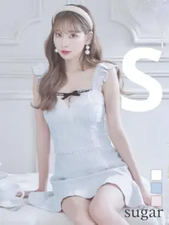 robe de fleurs sugar フリル付きツイードドレス