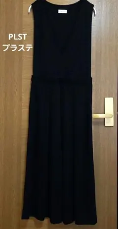 【PLST 】ブラック Vネック オールインワンパンツ ノースリーブ M相当