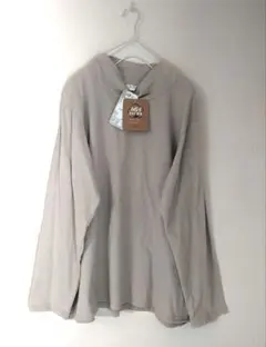 新品大きいサイズD'ELCIEUXベージュUSA綿起毛ハイネックカットソー3L