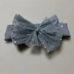 リボン付き　グレー　ヘアバンド　赤ちゃん　ベビー　女の子　アクセサリー
