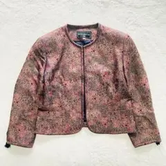 クリスチャンアーダ ジャガード ノーカラー ジャケット ビンテージ レトロ 花