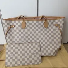 ルイヴィトン ダミエ アズール ネヴァーフルMM トートバッグ ローズバレリーヌ