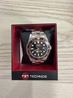 TECHNOS テクノス T4B20 メンズ 腕時計 赤ベゼル 箱付き - メルカリ
