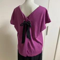 pink adobeバックリボン付き半袖トップスのサムネイル