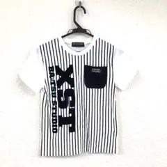 BA-TSU STUDIO Tシャツ 140cm ストライプ　白　バツ　こどものサムネイル